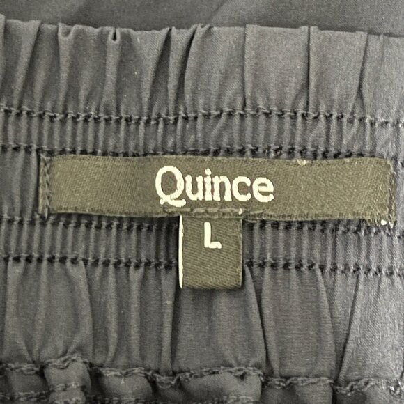 Quince Womens Performance Tech Wide Leg Cropped Pants L Navy Blue Workout Gym - Picture 6 of 8